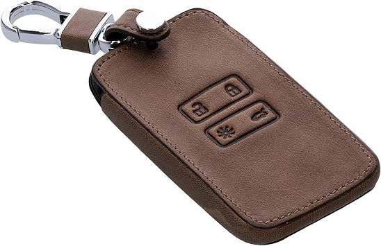 kwmobile Key Fob Cover for Renault 4 Button Car Key Smart Key (only Keyless Go) Cover - Protective Case - Soft Fob Pouch - Faux Leather Shell - Dark Brown