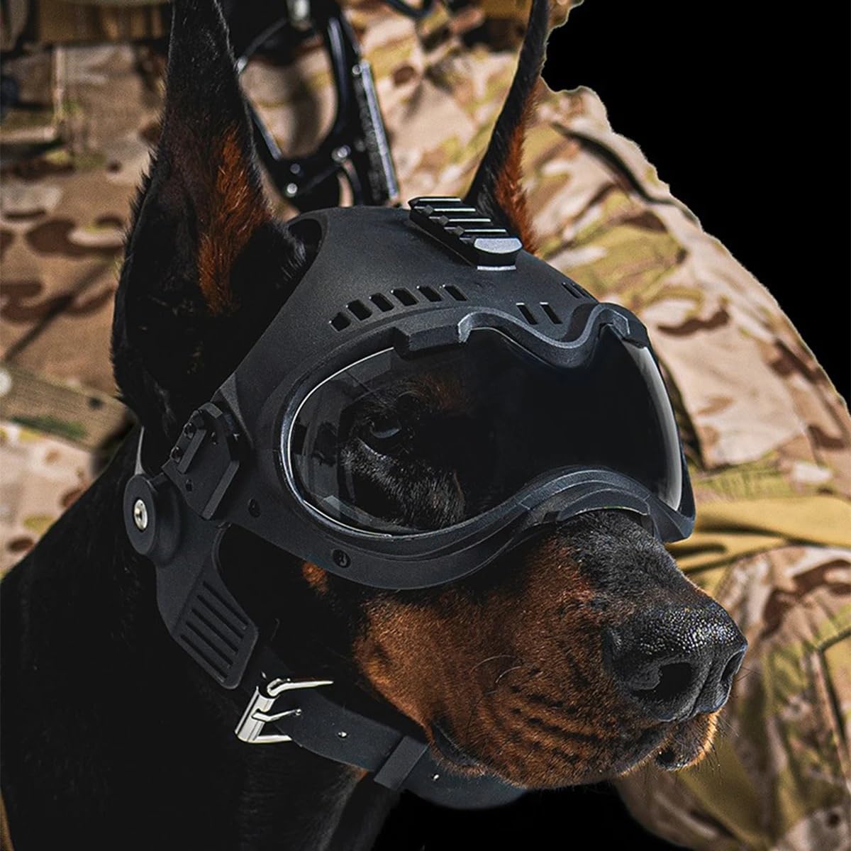 Jungle Leopard K9 Jagdhund Taktischer Helm Outdoor Schutzbrille for Belgische Holländische Terrier Deutscher Schäferhund Durchschnittliche Größe