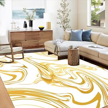 White Gold 3x5 Area Rug Marble Stone Texture Luxury Rugs for Living Room Bedroom Dining Room Washable Non Sheddining Carpet Natural Abstract Art Home Office Nursery Room Indoor Mat