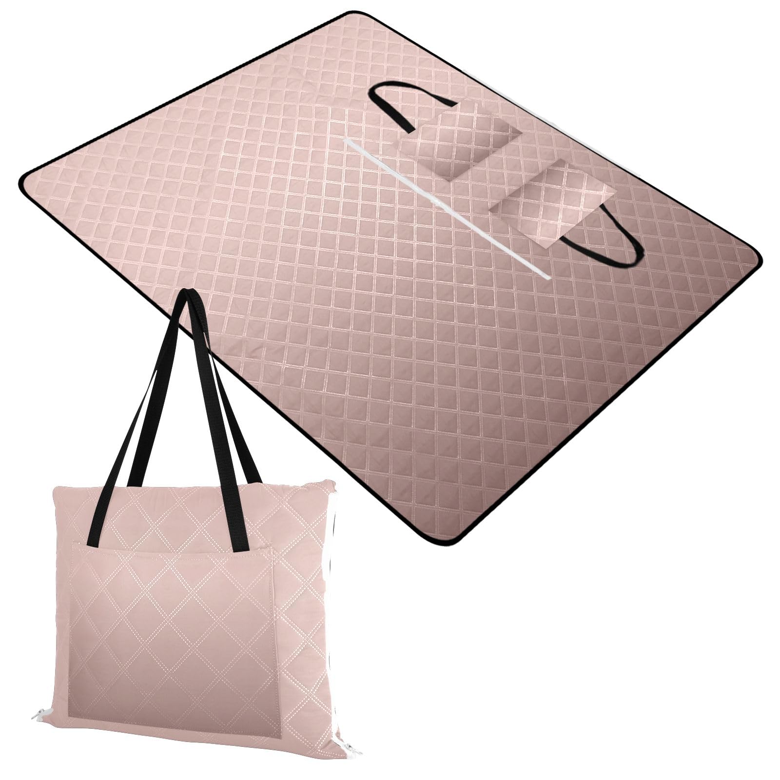 TSENQUE Rose Gold Gradient Portable Picnic Blanket Outdoors Waterproof Blanket Picnic Mat for Beach, Camping Grass Lawn Park, 80