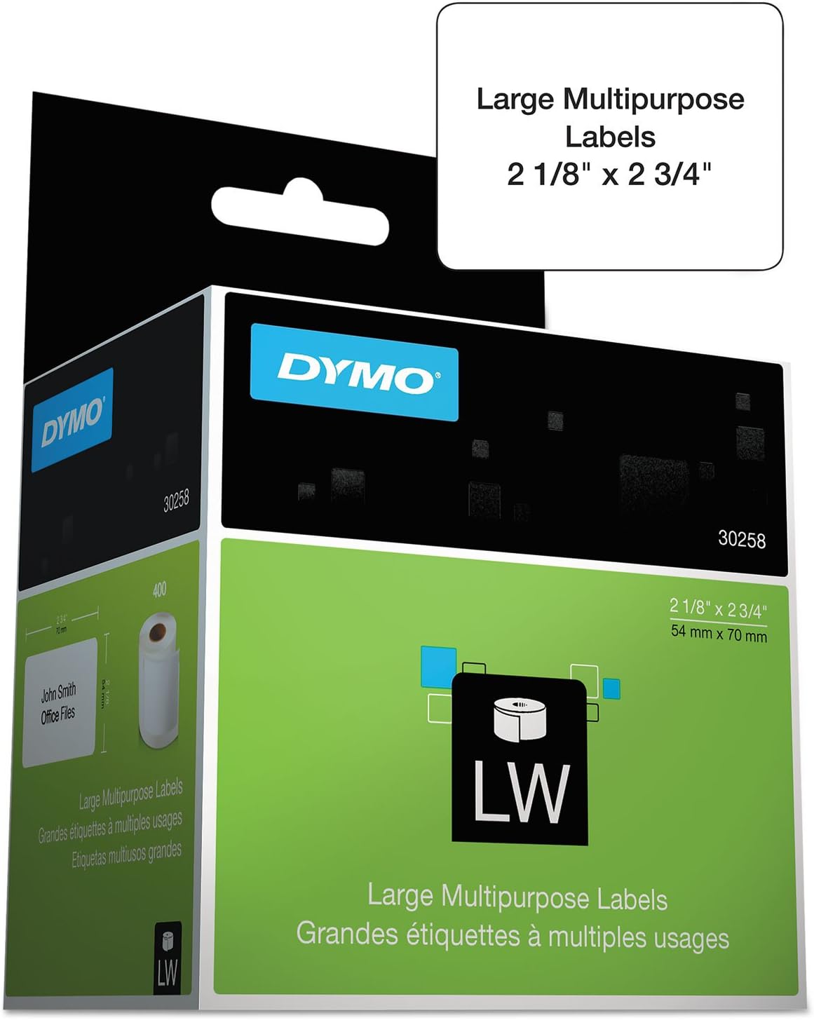 Dymo 30332 LabelWriter MultiPurpose - Permanent adhesive labels - black on white - 0.98 in x 0.98 in 750 label(s) (1 roll(s) x 750) - for DYMO Desktop Mailing Solution Twin Turbo LabelWriter & Scale