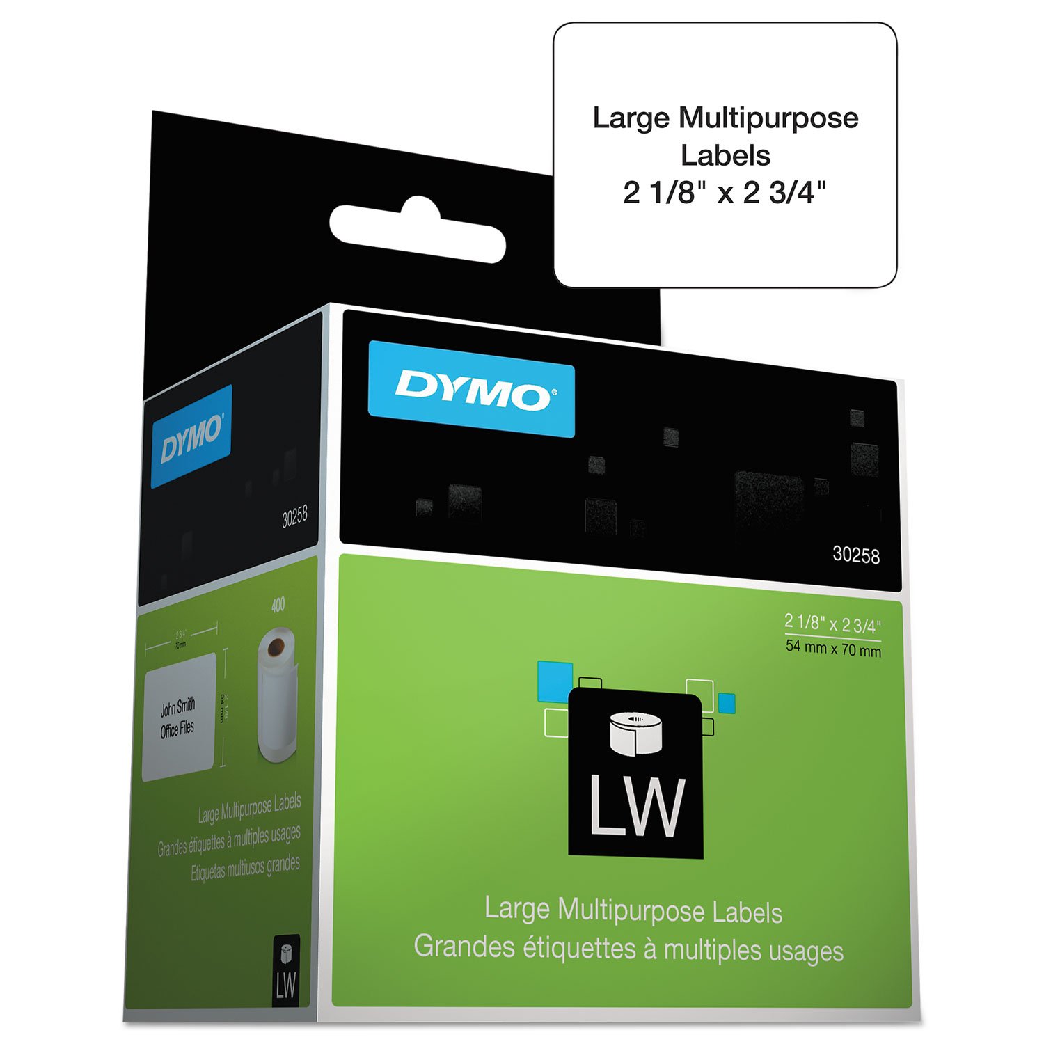 Dymo 30332 LabelWriter MultiPurpose - Permanent adhesive labels - black on white - 0.98 in x 0.98 in 750 label(s) (1 roll(s) x 750) - for DYMO Desktop Mailing Solution Twin Turbo LabelWriter & Scale