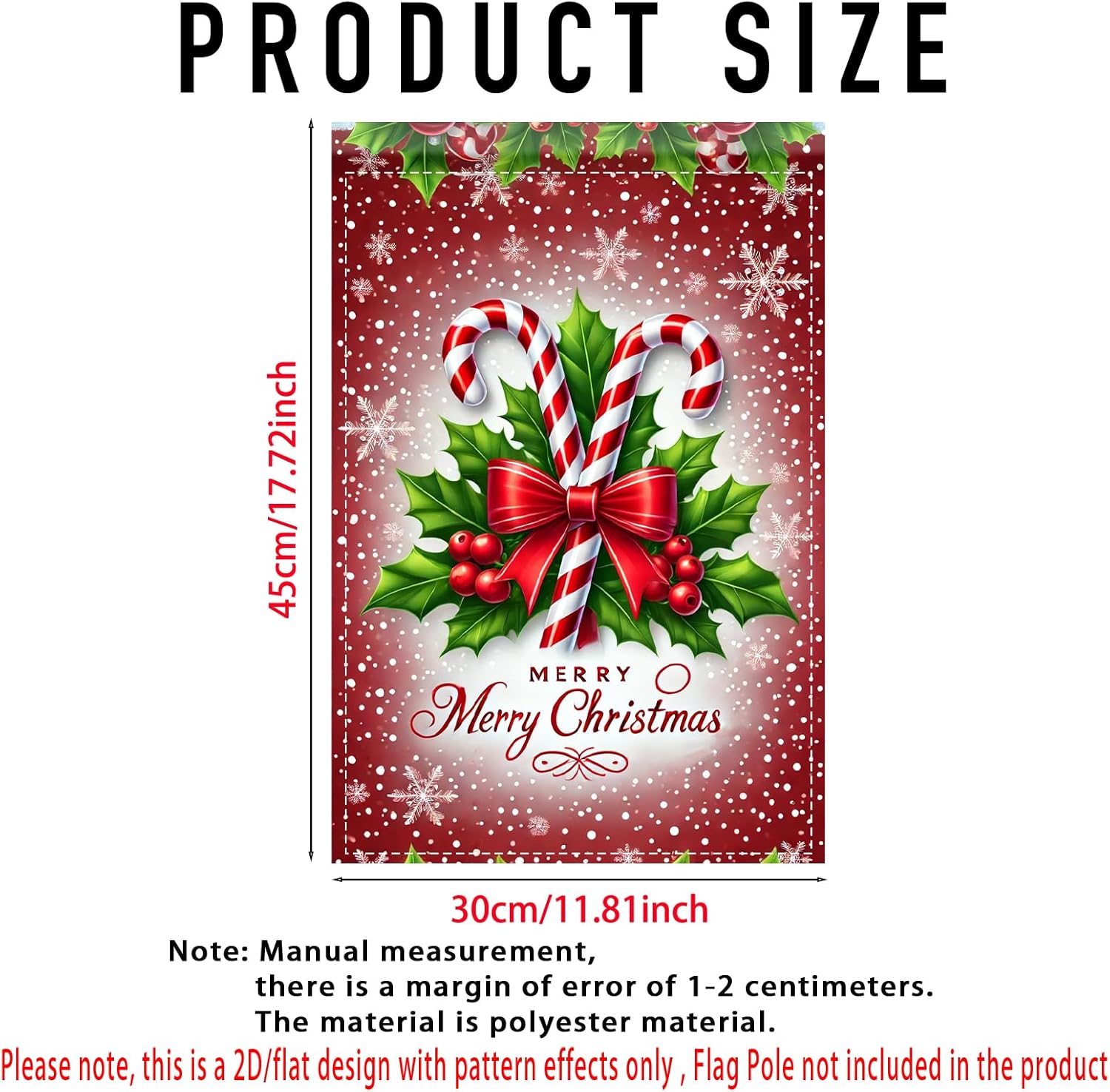 Nuxovilar Winter Garden Flag Winter Decorative Garden Xmas Yard Flags Double Sided For Outside Holiday Farmhouse Outdoor Decorations Polyester (Merry ChristmasType C,11.81 X 39.37 Inches) - Image 3