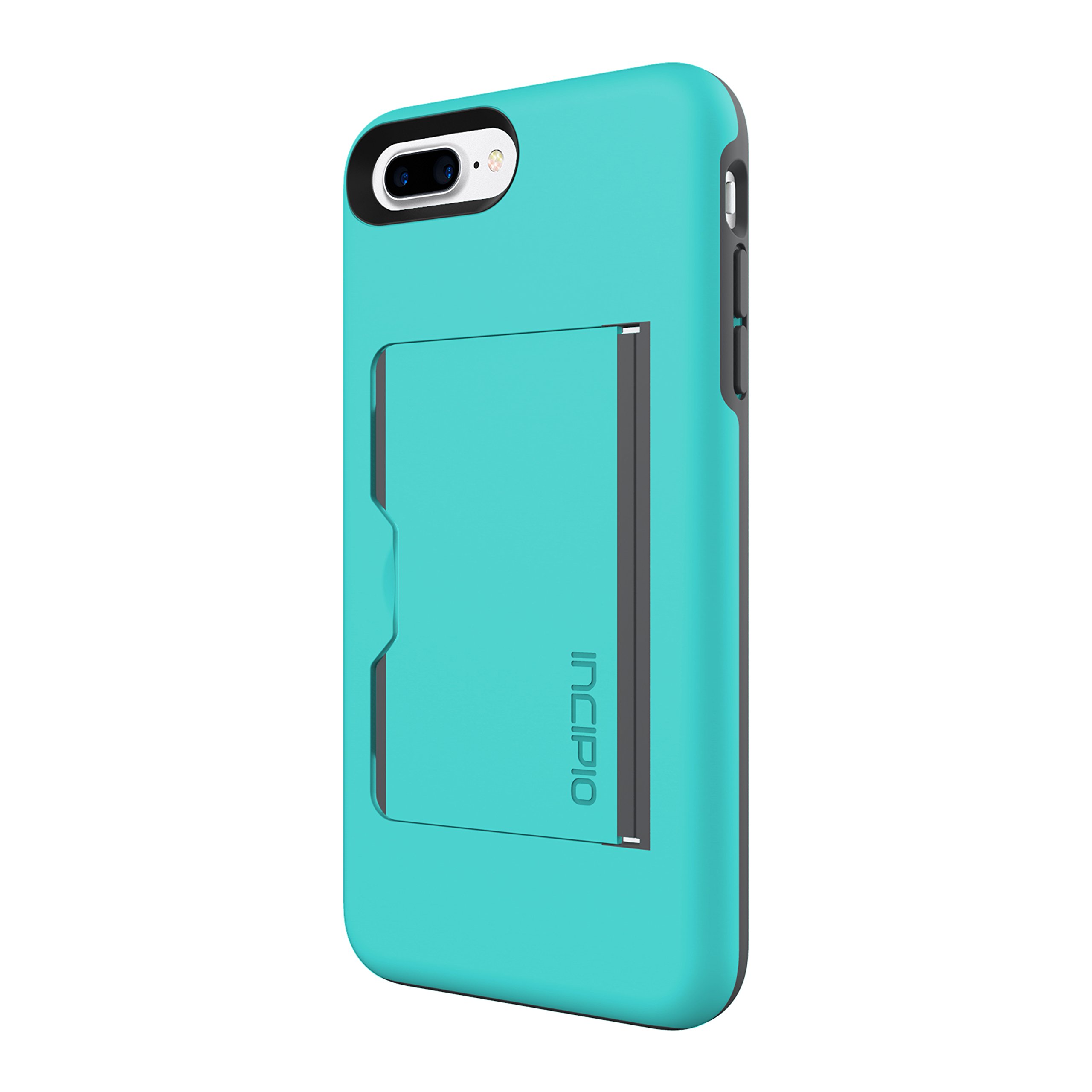 Incipio Stowaway iPhone 8 Plus & iPhone 7 Plus Case with Credit Card Slot Holder and Integrated Stand for iPhone 8 Plus & iPhone 7 Plus - Turquoise/Charcoal