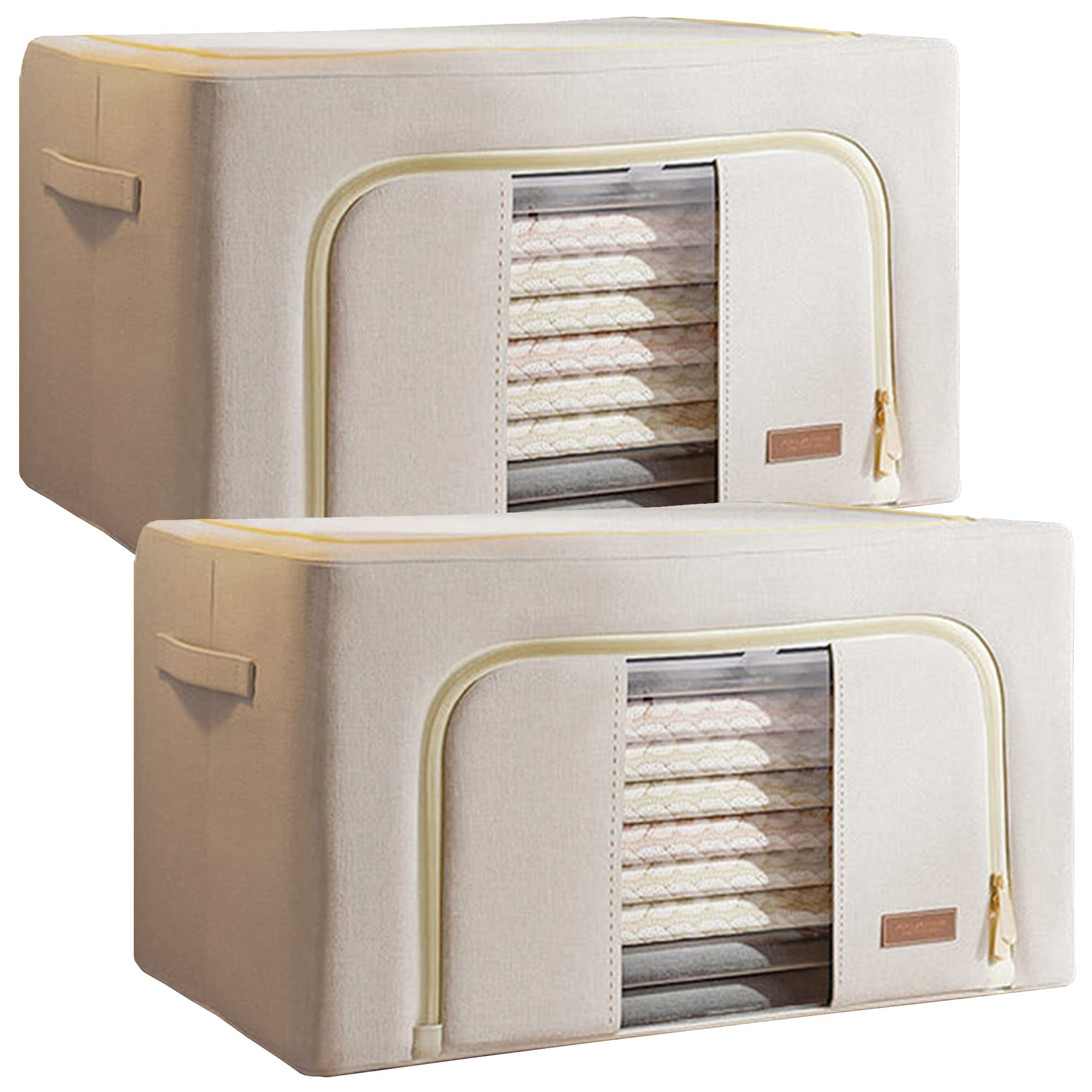 JOYBOS, Set de 2 cajas de almacenamiento de ropa, 132 l (66 x 2), plegable, en material textil