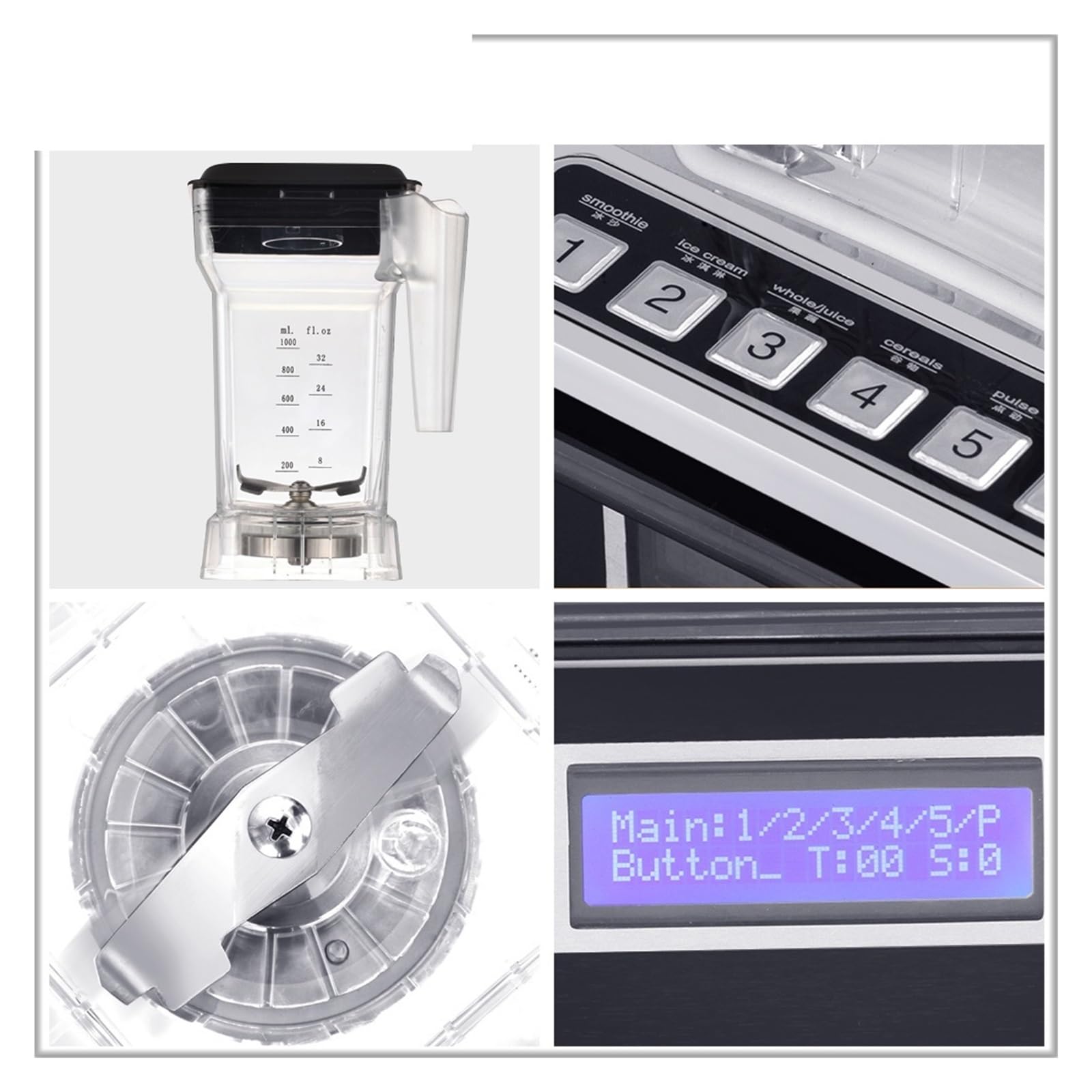 Frullatore Commerciale Ad Alte Prestazioni Isolamento Acustico Da 1800 W For Alimenti 2 Litri For Impieghi Gravosi Senza BPA Silenzioso Potente Lavorazione Sforzo Ingredienti(Black)