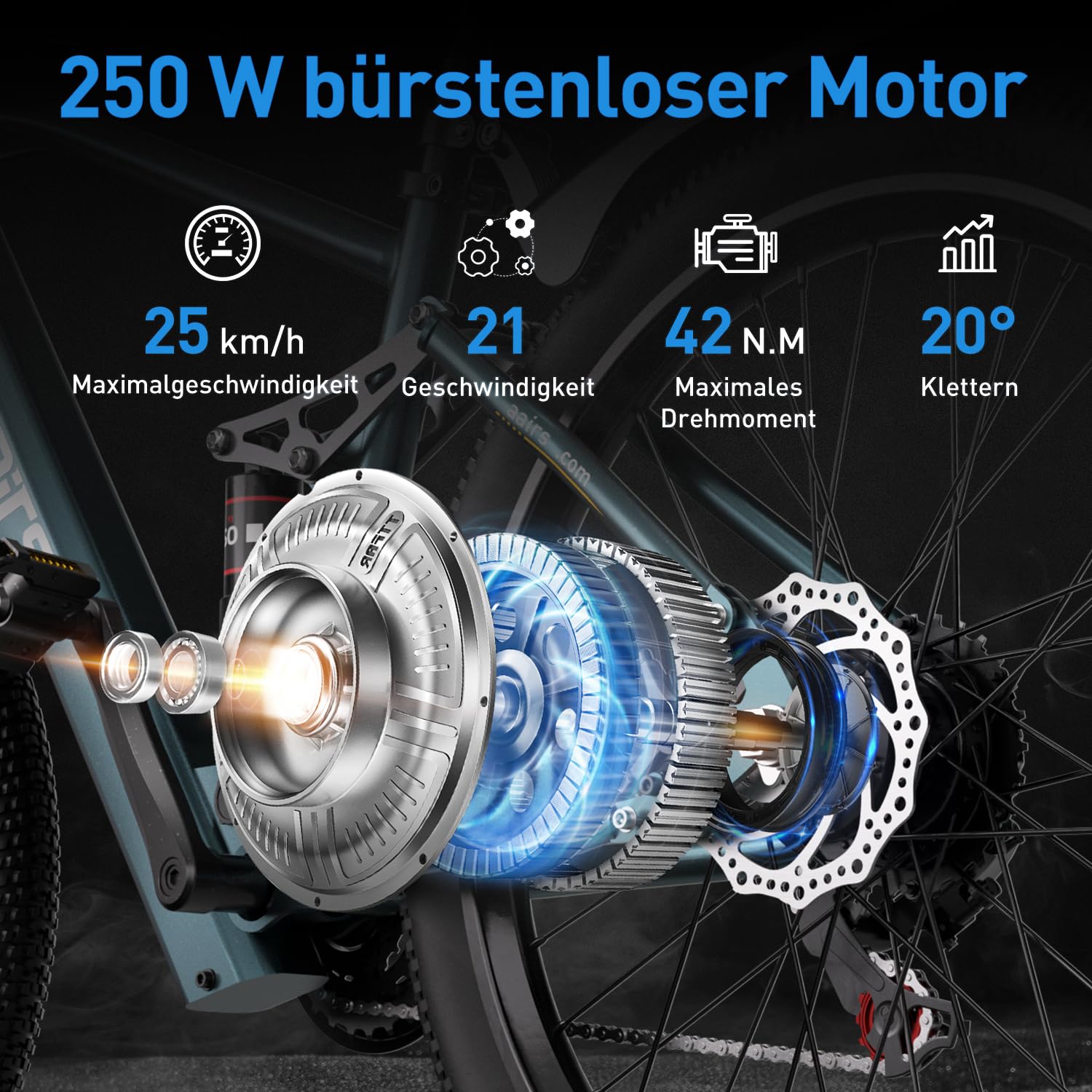 Elegllde E-Bike 26" mit 21-Gang Schaltung 250W Motor 13Ah Akku Höchstgeschwindigkeit 25km/h Hochkohlenstoffstahlrahmen LCD Display City Elektrofahrrad