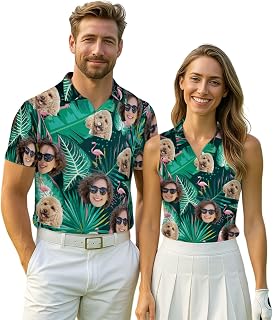 LASFOUR Floral Matching Golf Shirts for Couples Personalized, Couples Matching Golf Polo Shirts, His and Hers Golf Shirts Matching (C4)