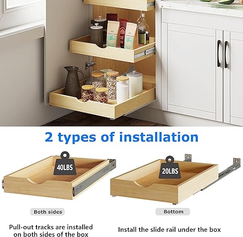 Miniatura 5 de ALINE FURNITURE Cajones extraíbles para gabinetes, madera, 29 pulgadas de ancho x 21 pulgadas de profundidad, estantes deslizantes para organizador