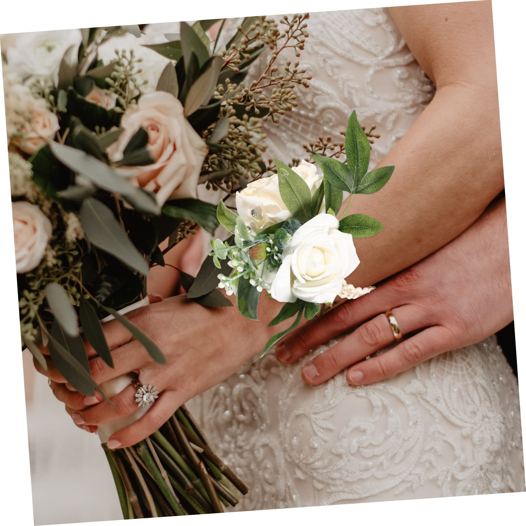 5pezzi Bracciale Artificiali Rosa Cerimonie e Decorazioni Nuziali Accessorio Per Bride e Damigelle
