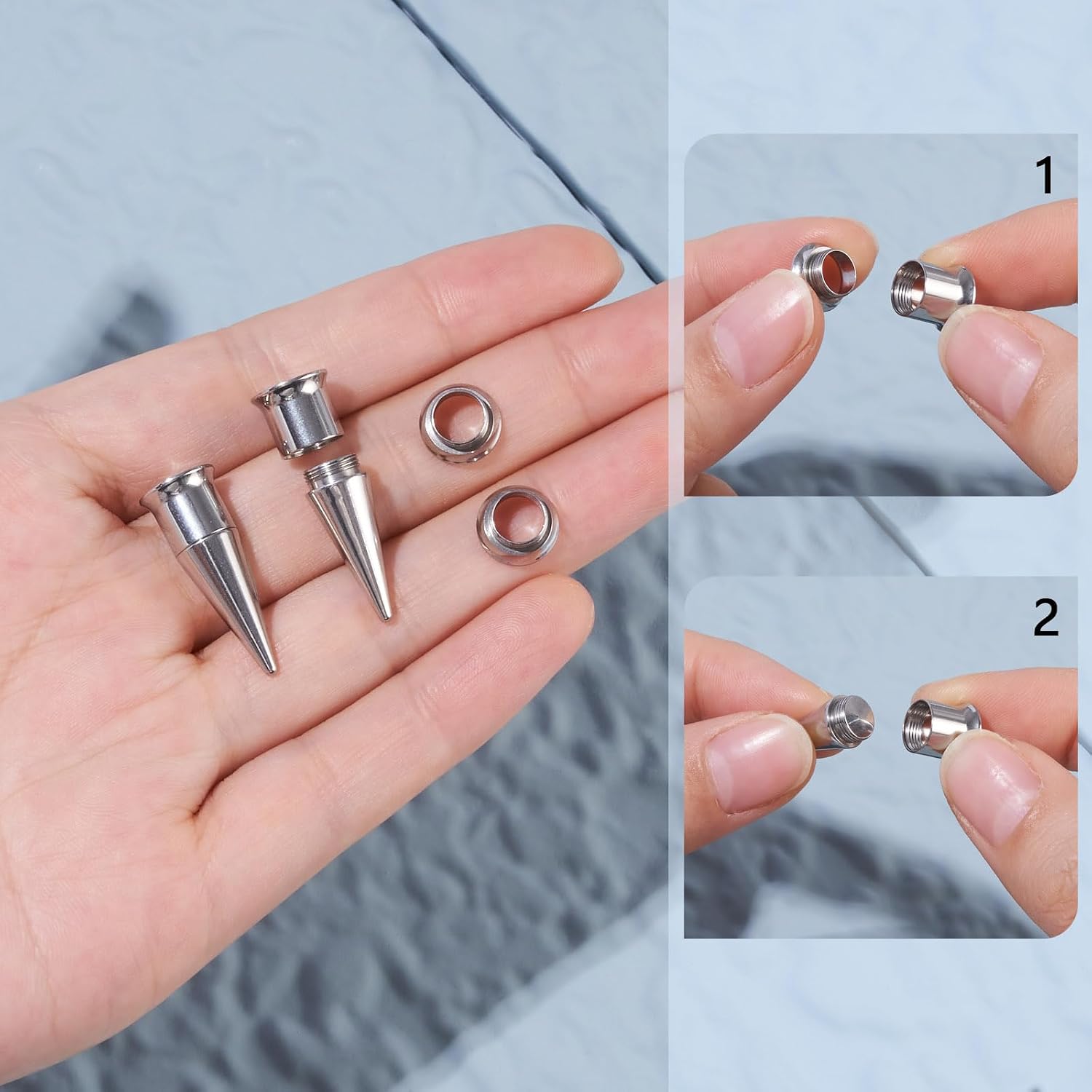 Stainless Steel Ear Taper Kit Piercing Tunnels Expander Stretcher Stretching Body Piercing Jewelry Set 8G-13/16