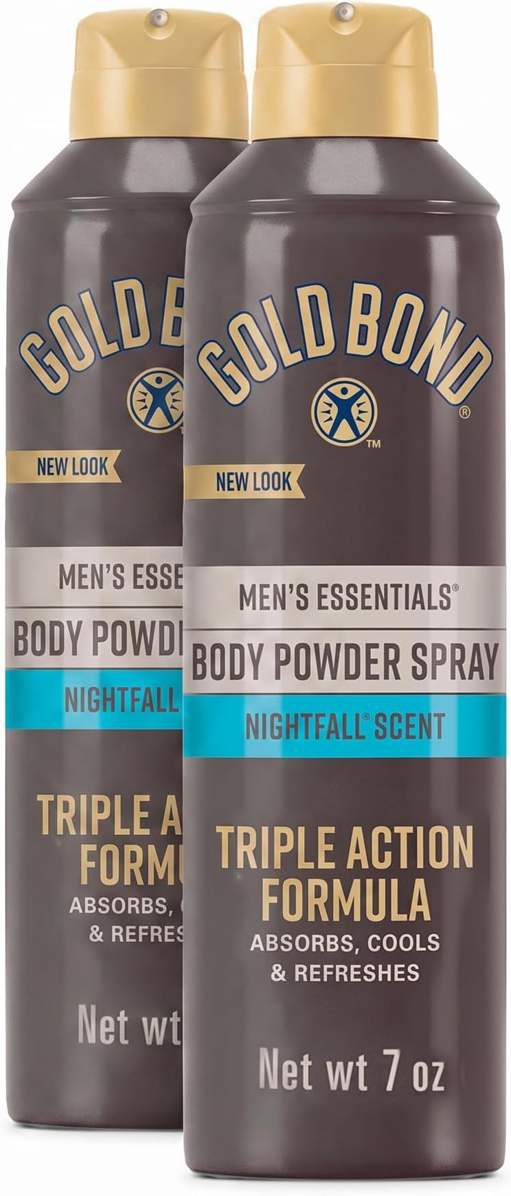 Gold Bond Men's Essentials Talc-Free Body Powder Spray | 7 oz | Pack of 2 | Nightfall Scent | Wetness Protection