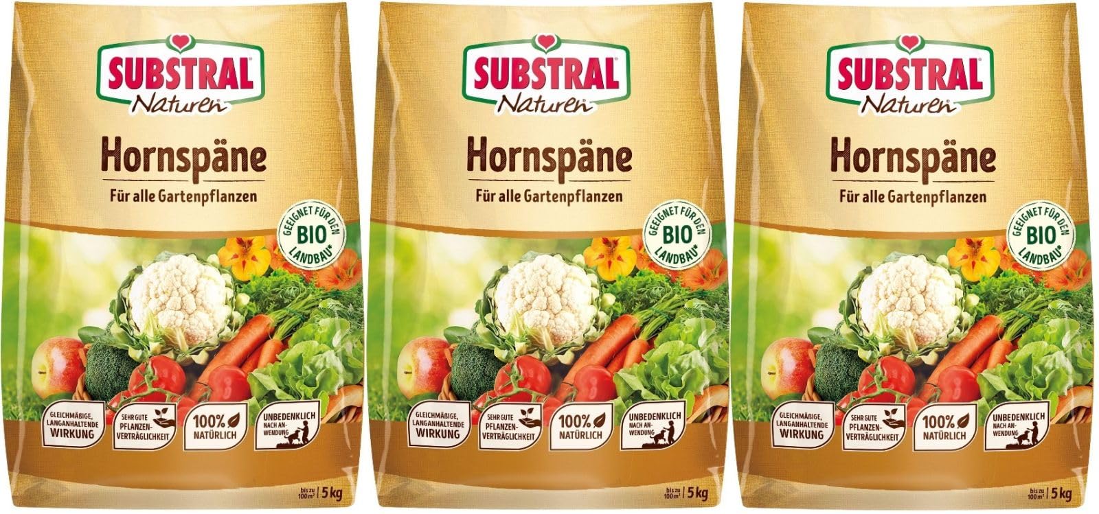3 X 5 kg Bio Hornspäne Naturen