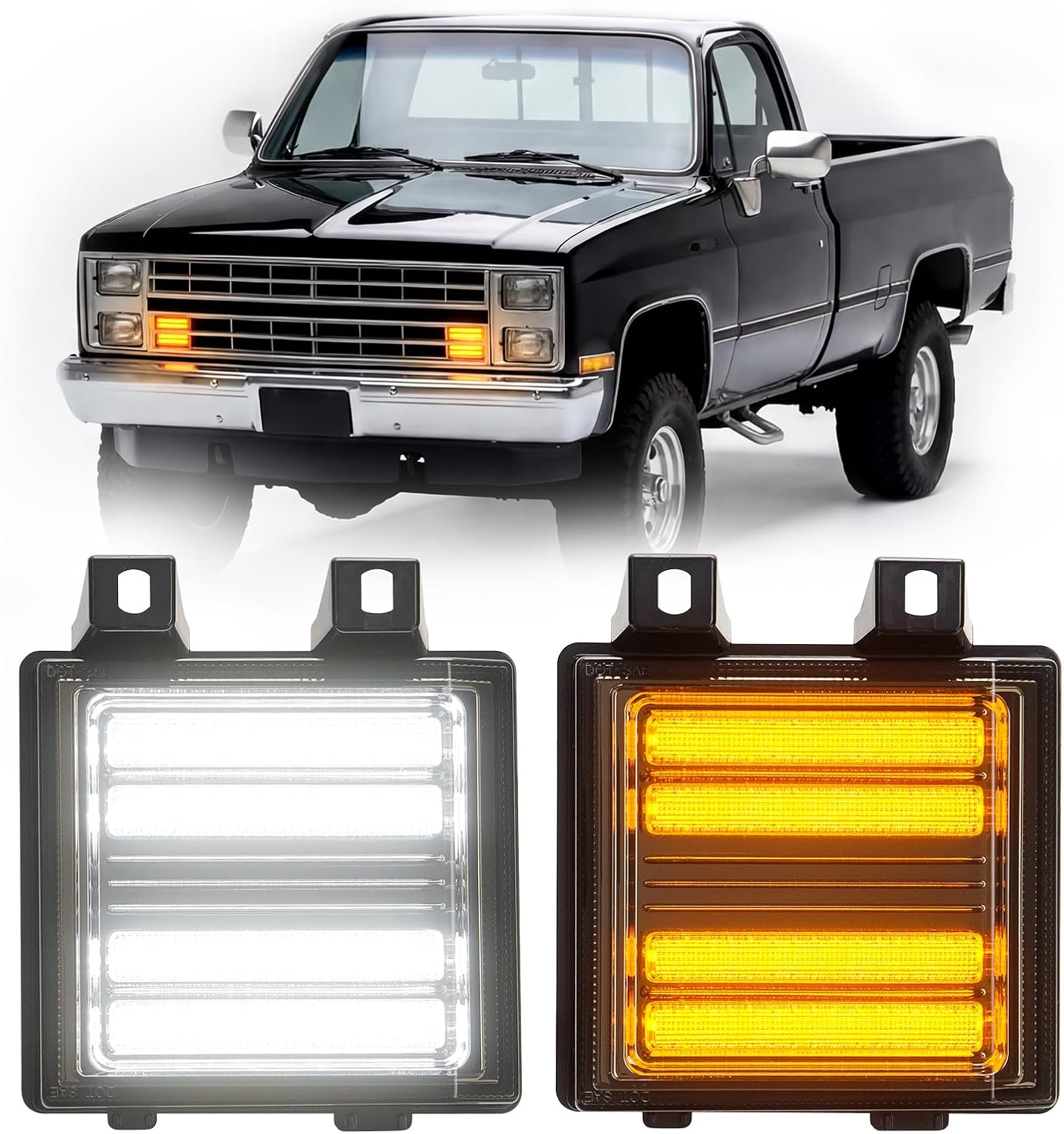 LED Sequential Turn Signal DRL Lights Compatible with 1983-1991 C/K Truck Blazer Suburban C10 C20 C30 C1500 C2500 C3500 V10 V20 V30 G10 G20 G30