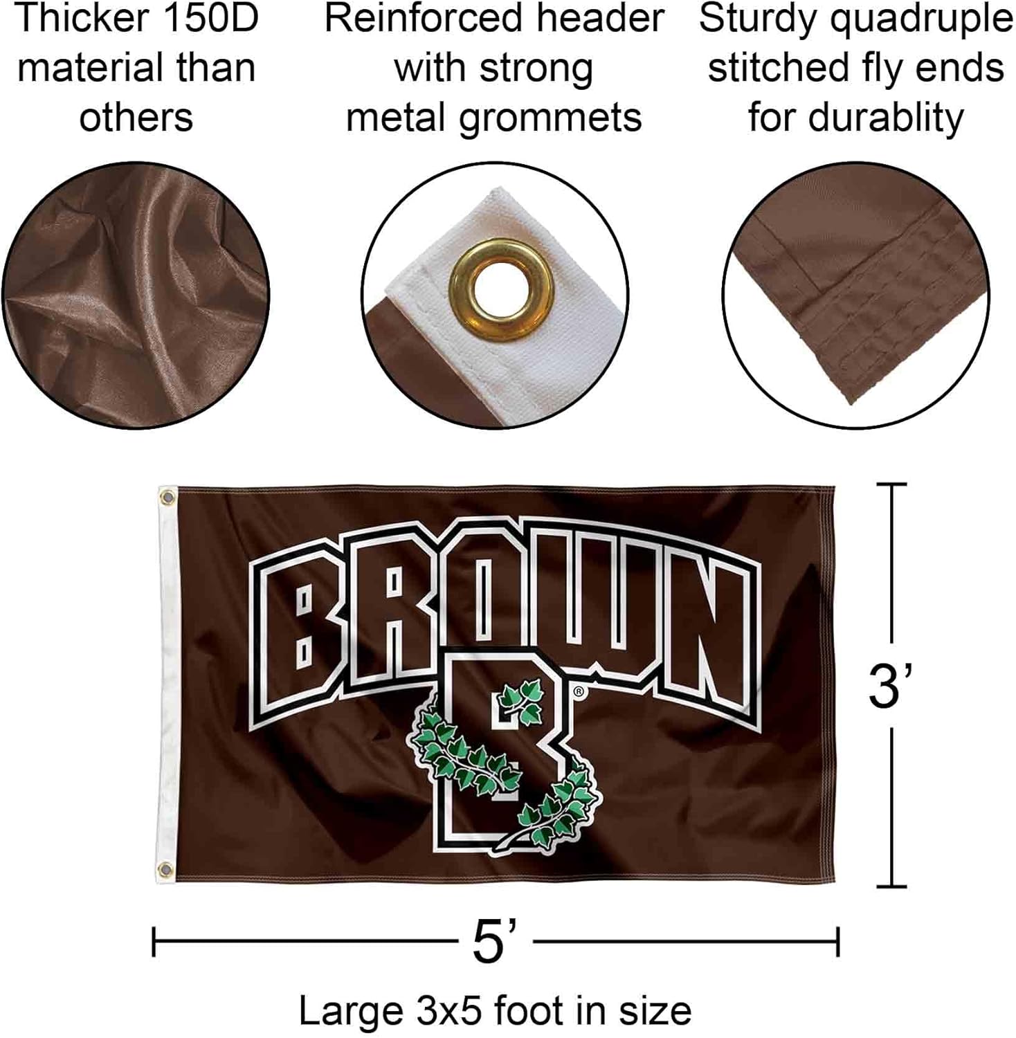 College Flags & Banners Co. Brown Bears 3x5 Foot Flag - Image 2