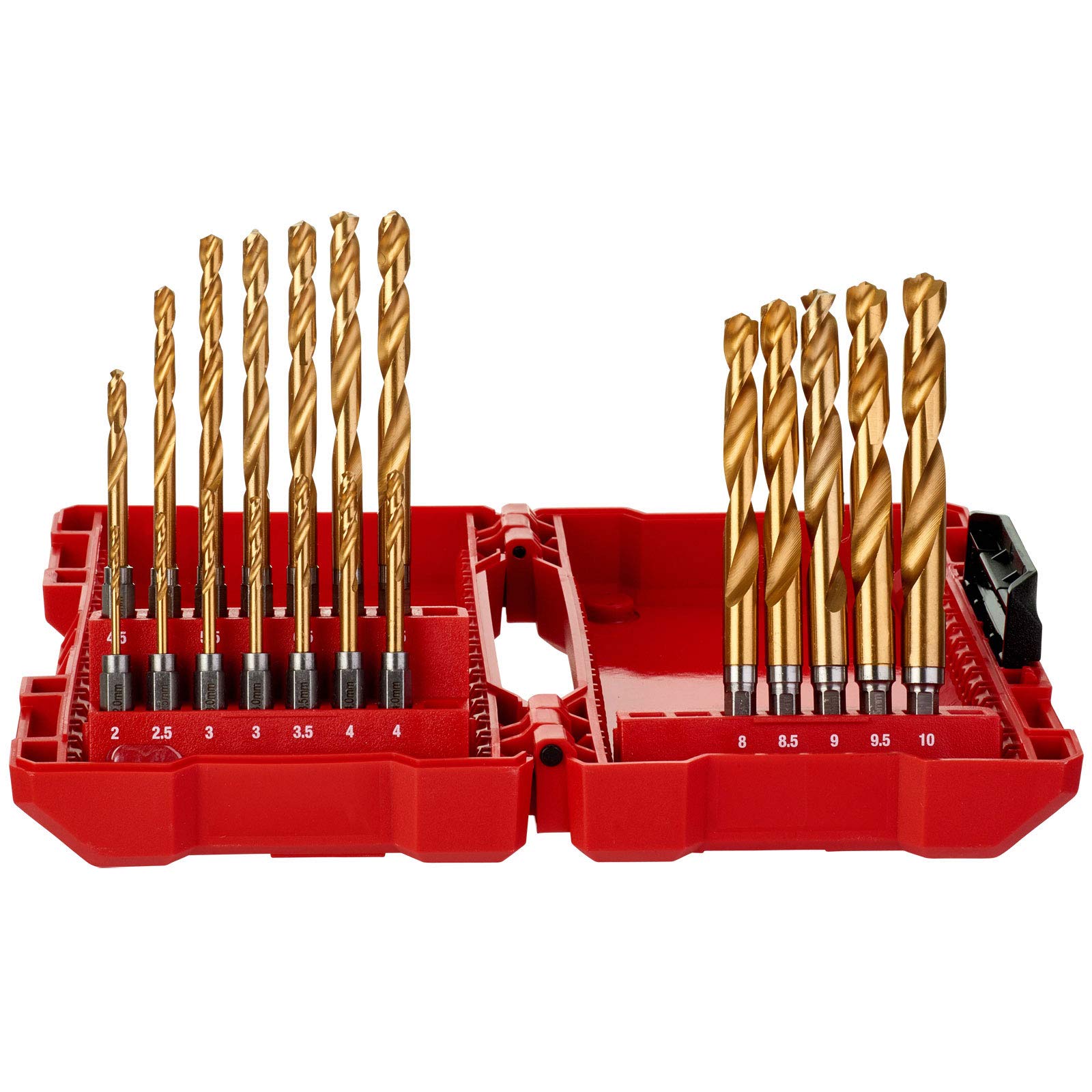 Estuche 19 de brocas HSS-G Tin Ø 2/2.5/2 x 3/3.5/2 x 4/4.5/5.5/6 / 6.5/7 / 7.5/8 / 8.5/9 / 9.5/10 mm. - Metal Drill SWave HSS-G Ti. 19pc Set -19pc