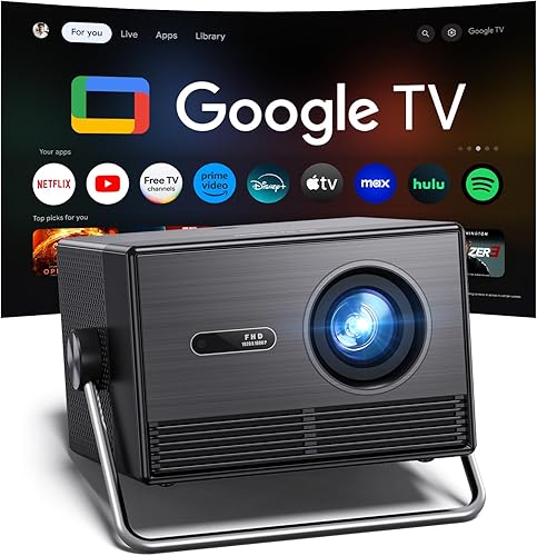 Proyector para exteriores de Google TV con licencia oficial de 2000 ANSI 4K Full HD, proyector inteligente con WiFi y Bluetooth, enfoque automático,