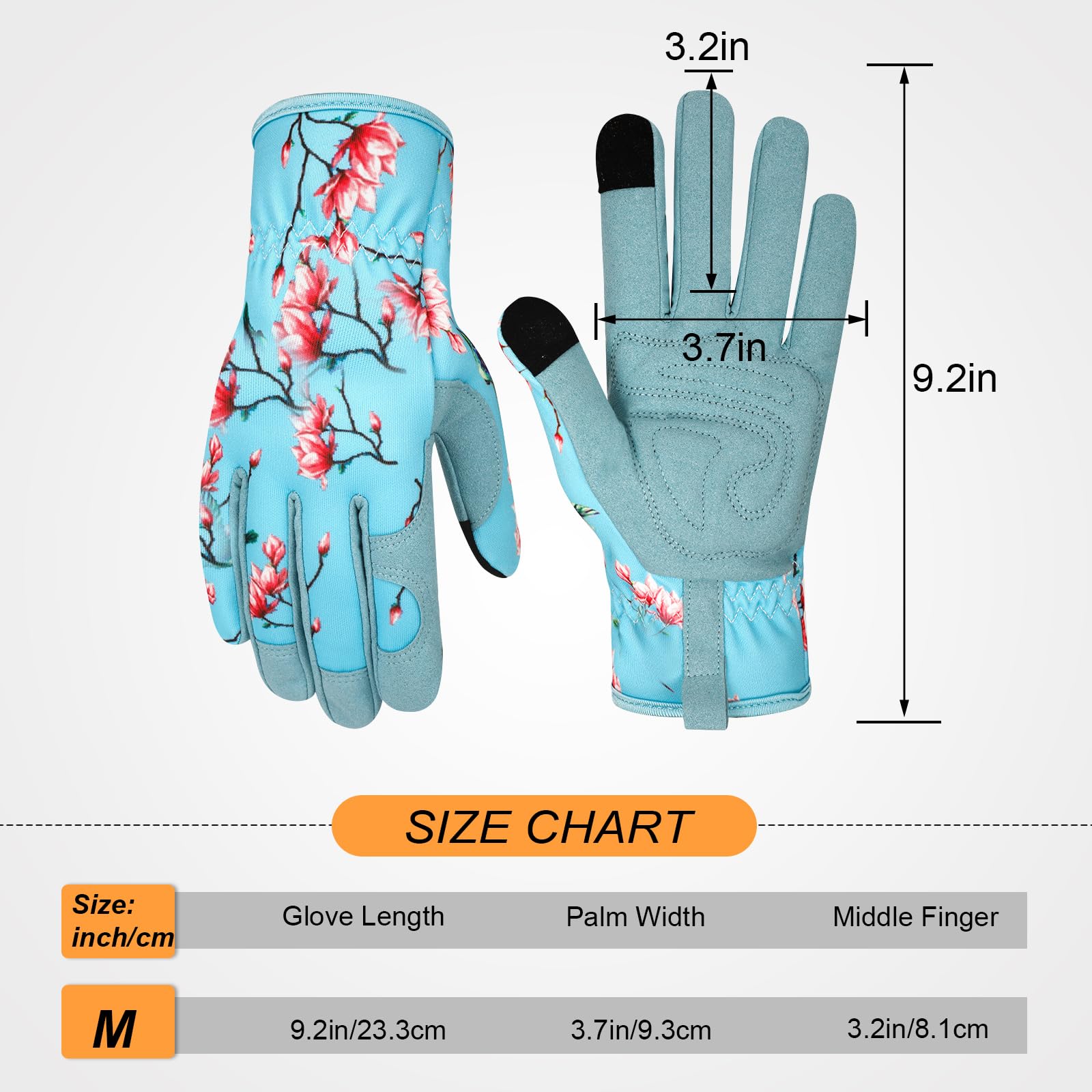 Gants de jardinage en cuir pour femme - Anti-épines - Design tactile - Gants de travail robustes pour planter, creuser, tailler - Couleur V