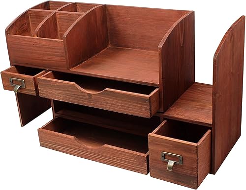 Miniatura 8 de Executive Office Solutions Organizador de escritorio de madera ajustable para escritorio mesa oficina o mostrador estante de almacenamiento de