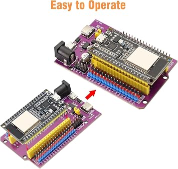 Binghe ESP Development Board with CP2102 Chip, ESP-32D Microcontroller 38Pin Micro USB + ESPS Purple breakout board 38Pin ESP-S burner clip, Compatible with Arduino