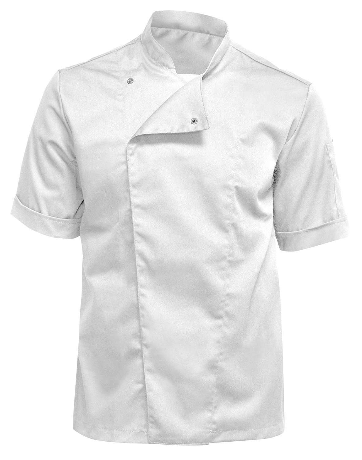 strongAnt Chaqueta de Chef para Hombre Slim Fit Stretch con Botones de presión o Cremallera, Chaqueta de Panadero - Manga Corta - Negro Gris Blanco