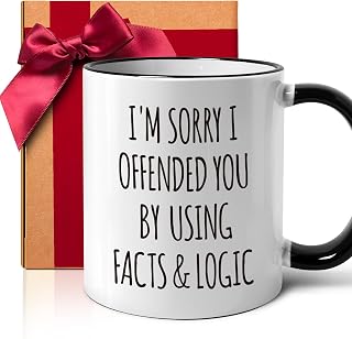 Funny Coffee Mug Gifts for Coworkers, I'm Sorry I Offended You Using Facts & Logic, Sarcastic Mugs for Office Humor Work Women Men, Hilarious Holidays, Christmas, Birthday Gift for Friends -159