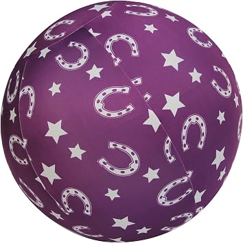 Horse Ball Cover for 25inch Equine Exercise Balls - Purple Horseshoe Pattern Elastic Protective Cover,Therapy & Training Balls, Washable Material