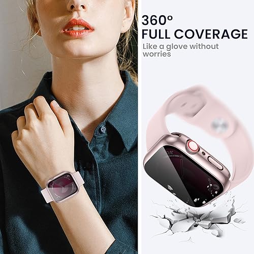 Miniatura 5 de Tensea Funda protectora de pantalla impermeable para Apple Watch (2 en 1) para Apple Watch Series 9, 8, 7, 1.772 in, iWatch protector de