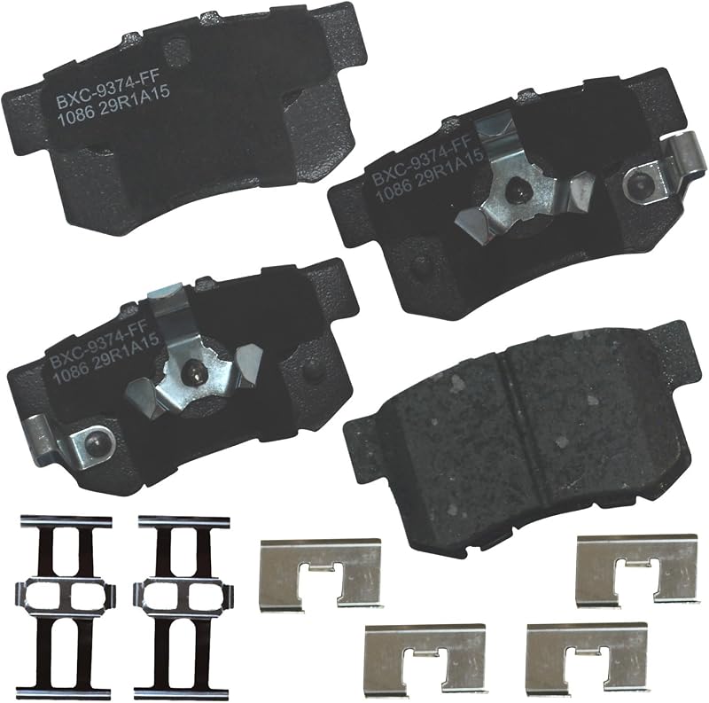 Pastilhas de freio traseiras cerâmicas Bendix Premium SBC1086 para Acura RDX, Honda Accord Crosstour, Crosstour e CR-V – Conjunto com hardware de instalação
