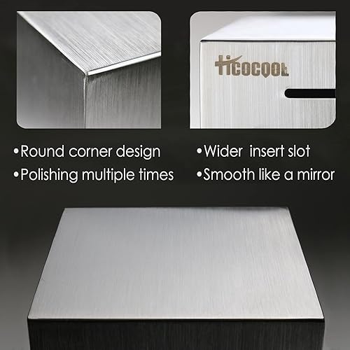 Miniatura 9 de 2 alcancías hicocool de acero inoxidable, alcancía negra 4.72 + alcancía plateada 5.9