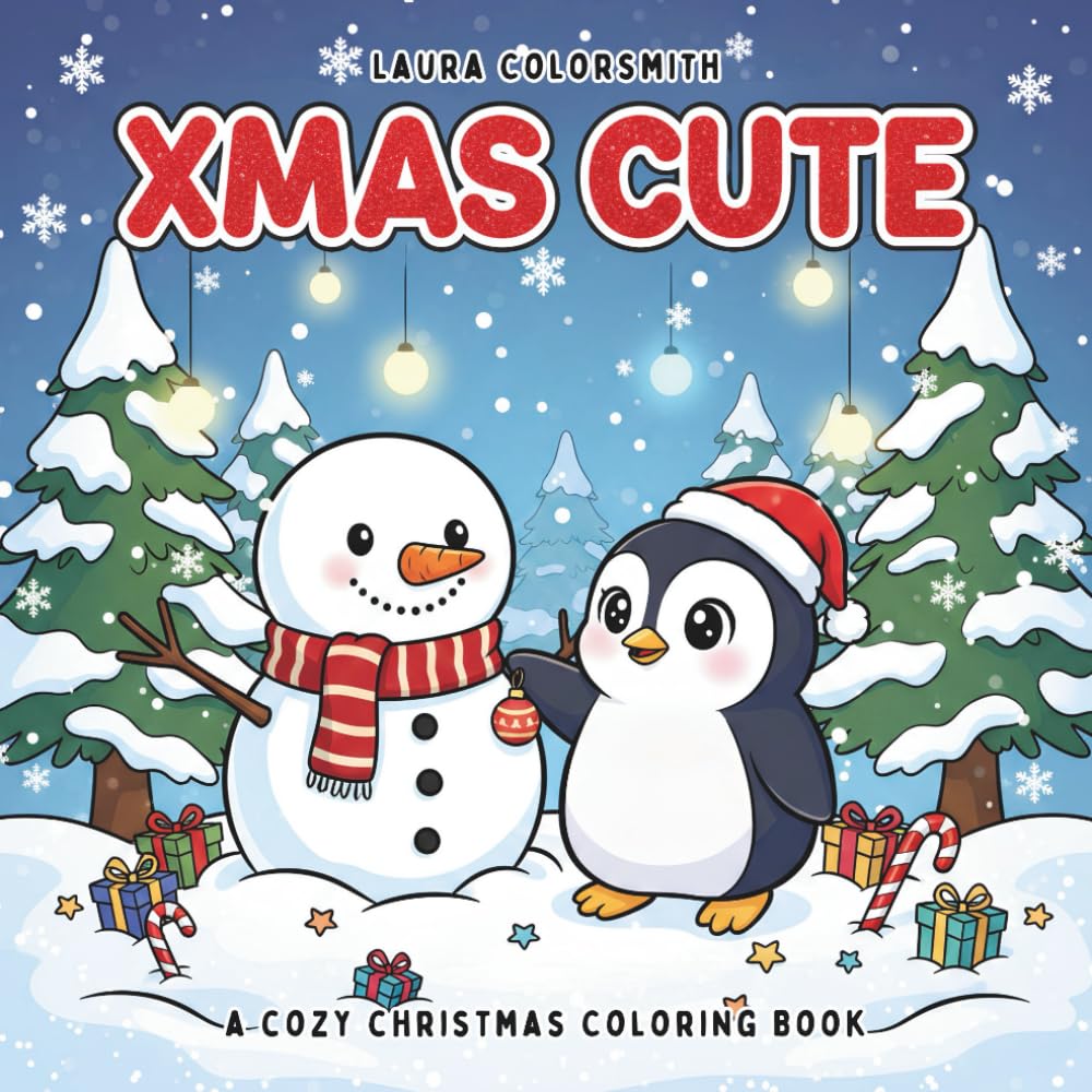 Xmas Cute - A Cozy Christmas Coloring Book: Cozy Holiday Scenes and Adorable Winter Characters for Relaxing Christmas Coloring Fun (Coloring Book for Christmas)