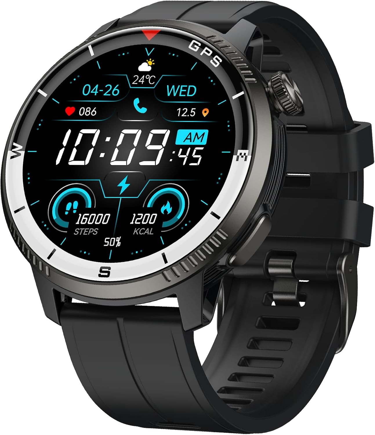 Smart Watch for Men, GPS Smartwatch Fitness Activity Tracker with Heart Rate/Sleep Monitor, Pedometer, Bluetooth Calls/Notifications, 170+ Exercise Modes, 5 ATM Water-Resistance (Black) Smart Watch for Men, GPS Smartwatch Fitness Activity Tracker with Heart Rate/Sleep Monitor, Pedometer, Bluetooth Calls/Notifications, 170+ Exercise Modes, 5 ATM Water-Resistance (Black)