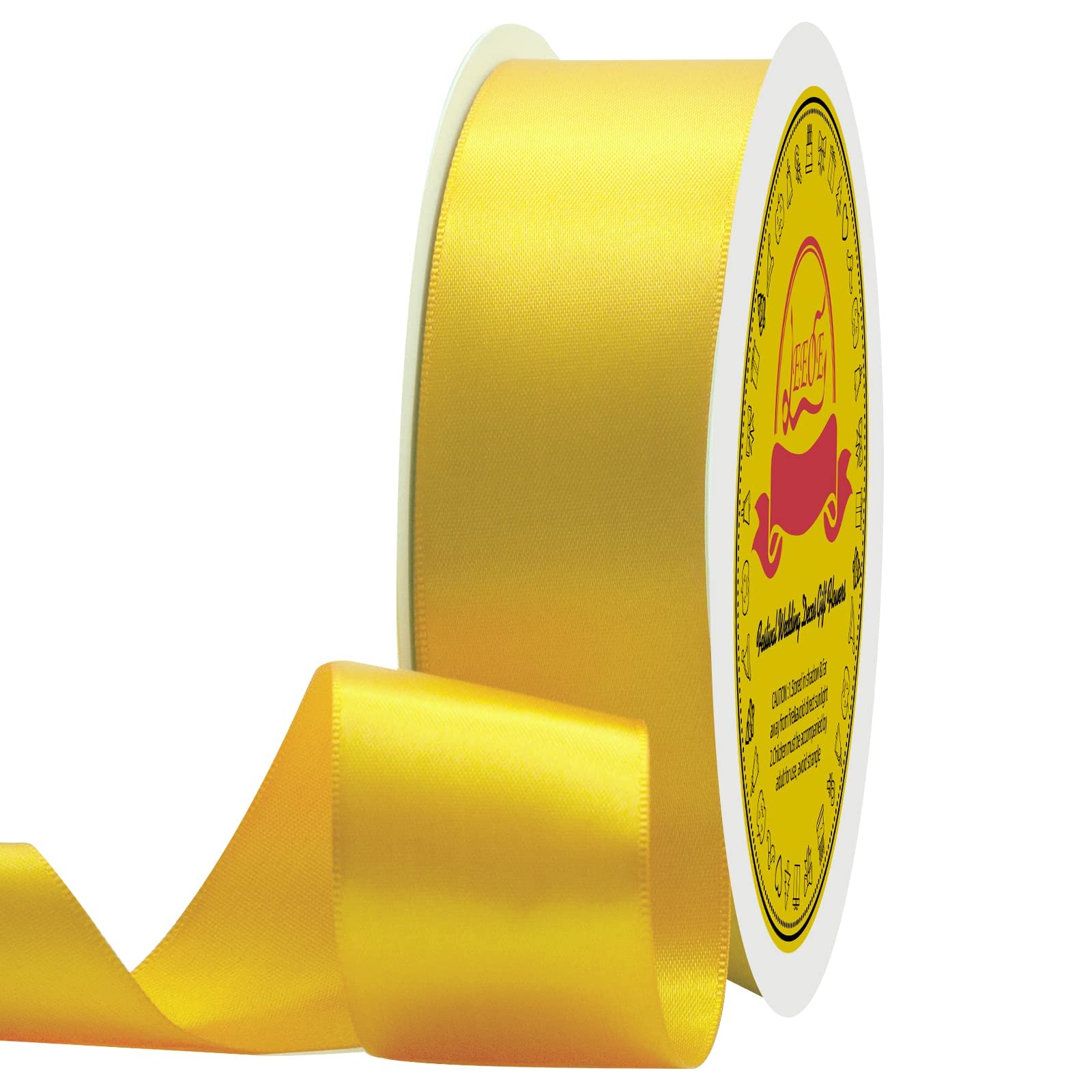 Double Face Yellow Satin Ribbon 1-1/2" X 50 Yards Polyester Maize Yellow Ribbon for Gift Wrapping Very Suitable for Weddings Party Hair Bow Invitation Decorations and More