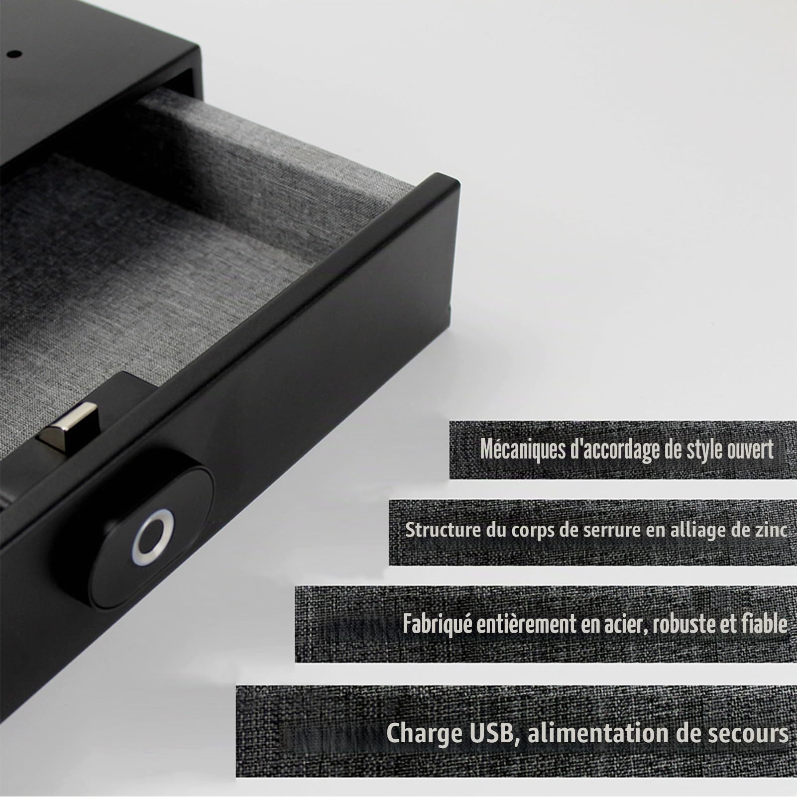 Coffre-fort à Empreintes Digitales, Coffre-fort Intelligent Portable avec Rail Coulissant à Bille en Acier Silencieux pour Hôtel de Bureau à Domicile, Boulon de Verrouillage en