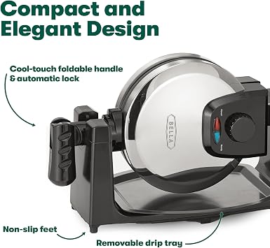 bella Rotating Waffle Maker, Stainless Steel
