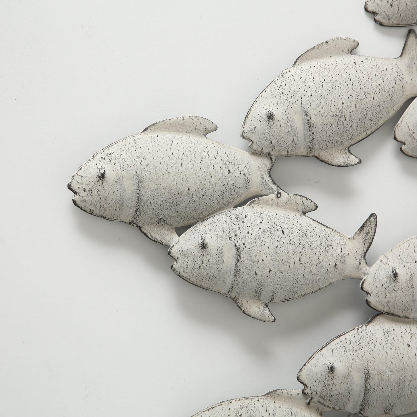 mucHome Wandobjekt Fischschwarm grau Eisen Wandbild Wanddeko Fische (Groß 97x53x2cm)