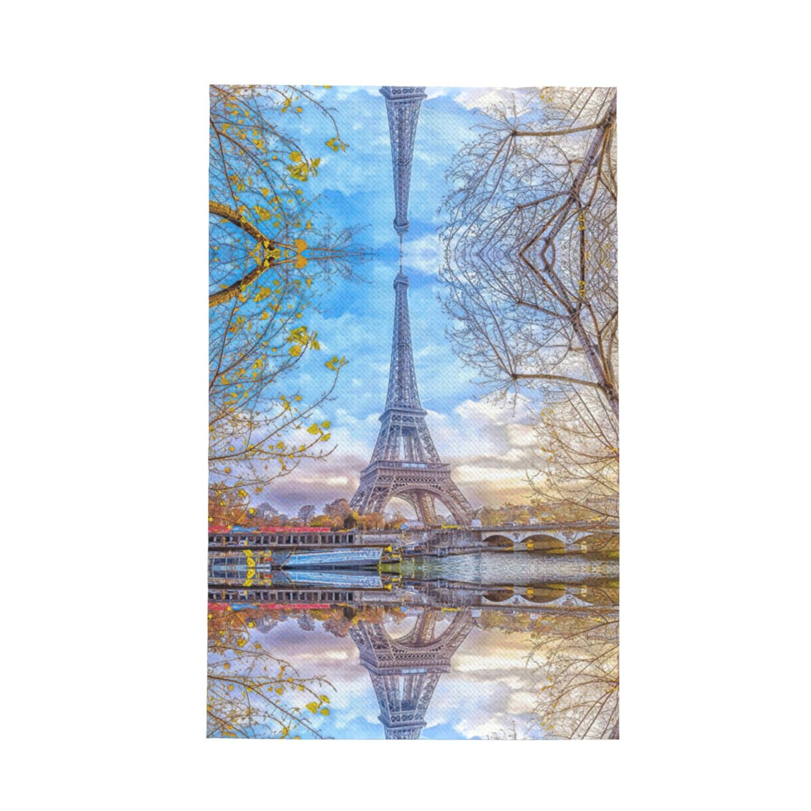 Xxahnbm Black Eiffel Tower1 Print Waffle Kitchen Towel,Absorbent Hand Towel