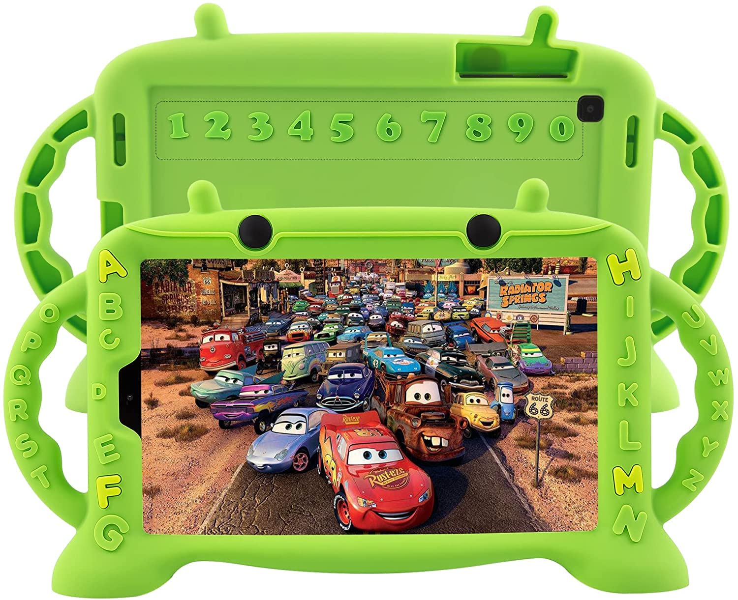 Kid Friendly Case Compatible for Samsung Galaxy Tab A7 Lite 8.7 Inch 2021 SM-T220 SM-T225 SM-T227 Shockproof Ultra Light Weight Convertible Handle Stand Cover (Green)