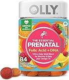 OLLY Essential Prenatal Gummy Multivitamin, Folic Acid, Vitamin D, Omega 3 DHA, Supports Healthy Growth and Brain Development, Citrus Berry - 84 Count 84 Count (Pack of 1)