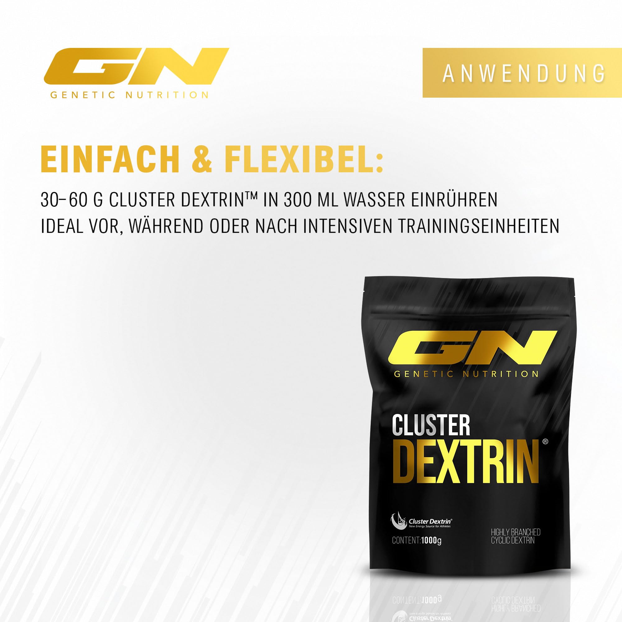 GN Laboratories Cyclic Dextrin (Cluster Dextrin®) 1000g – Hochverzweigtes zyklisches Dextrin – Feines Kohlenhydrate Pulver – Hohe Bioverfügbarkeit - Vegan - Made in Germany