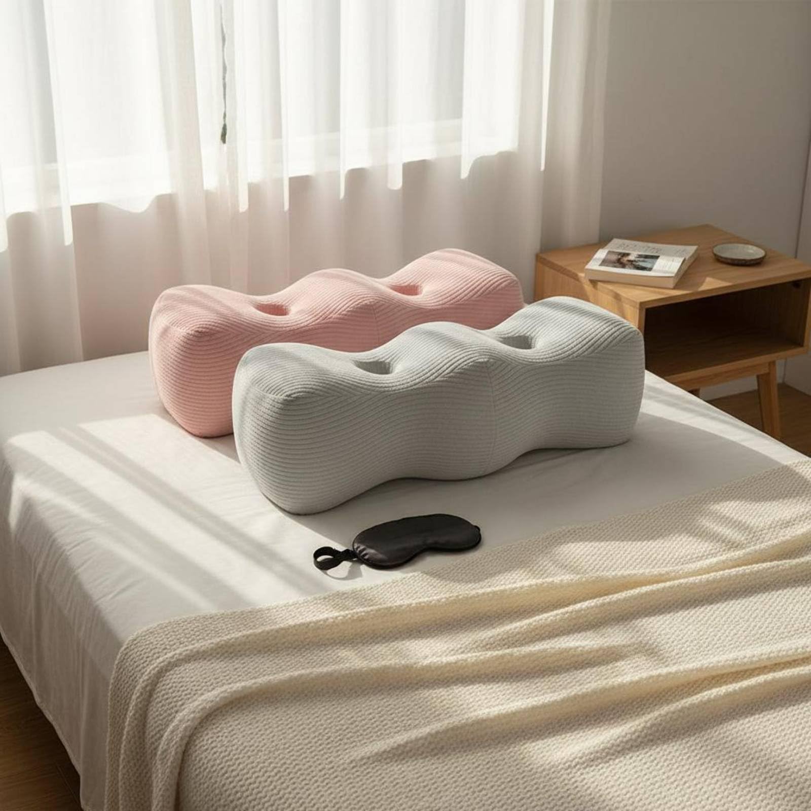 predolo Almohada para Piernas de Espuma Viscoelástica Alivia la Presión Cojín Postural para Dormir Diseño Ergonómico Descansar, Azul Marino