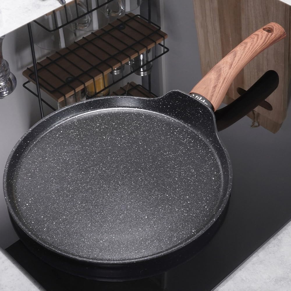 Vilde Zestaw patelni z powłoką granitową 20/24/28 cm + patelnia do naleśników 24 cm BLACK&WOOD 4 szt.