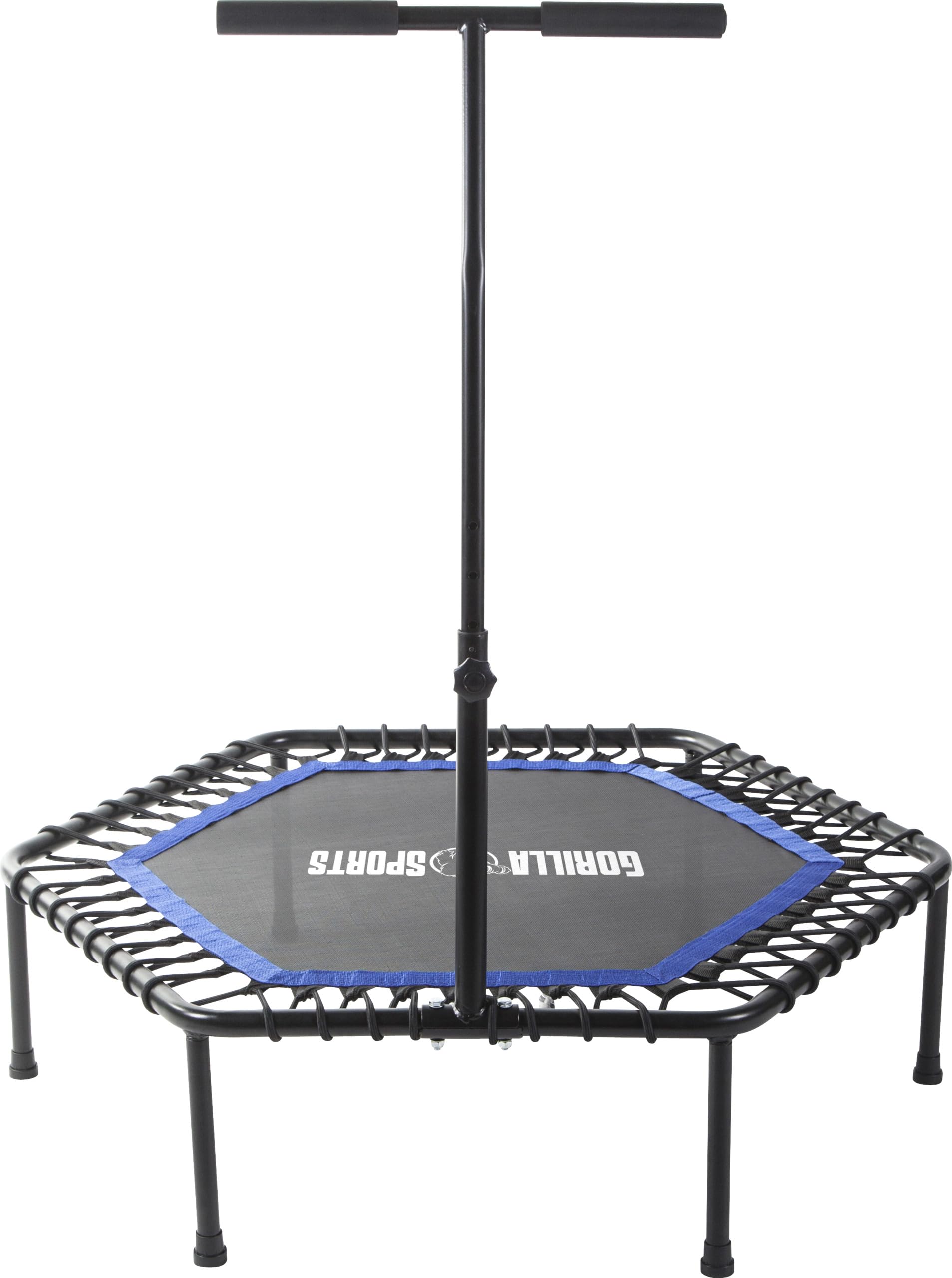 GORILLA SPORTS Fitness-Trampolin – Gummiseilfederung, 6-fach höhenverstellbarer Haltegriff, 77 cm Sprungfläche