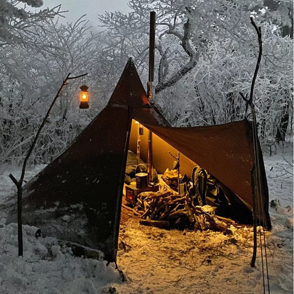 Tenda Calda con Presa per Stufa, 4 Stagioni, Tende da Esterno per 3-4 Persone, Tenda riscaldata per Famiglie, rifugio per Campeggio, Zaino in Spalla, Caccia, Pesca, Impermeabile, Antivento Safehappy