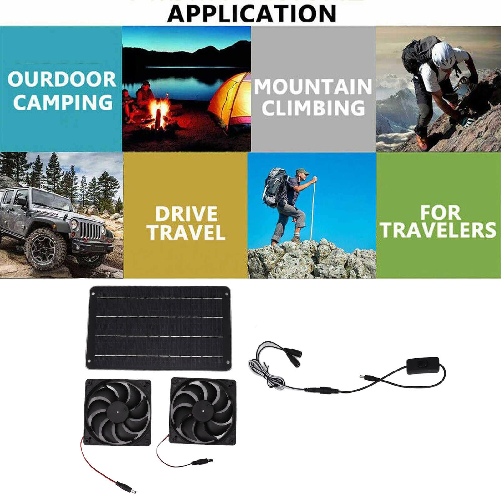 Topyond Kit Ventola Solare da 20 W, Design a Doppia Ventola, Ad Alta Efficienza Energetica, Alimentato Ad Energia Solare per Serre, Camper, Case per Animali Domestici, Ventilazione E Raffreddamento