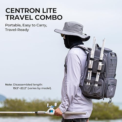 Miniatura 2 de KastKing Centron Lite - Caña de pescar y carrete de viaje, caña plegable de 4/5 piezas con punta doble extra, grafito KastFlex IM6 + sensación