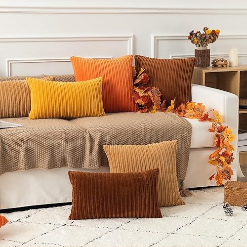 Miniatura 7 de Kevin Textile - Juego de 2 fundas de almohada de pana de terciopelo a rayas