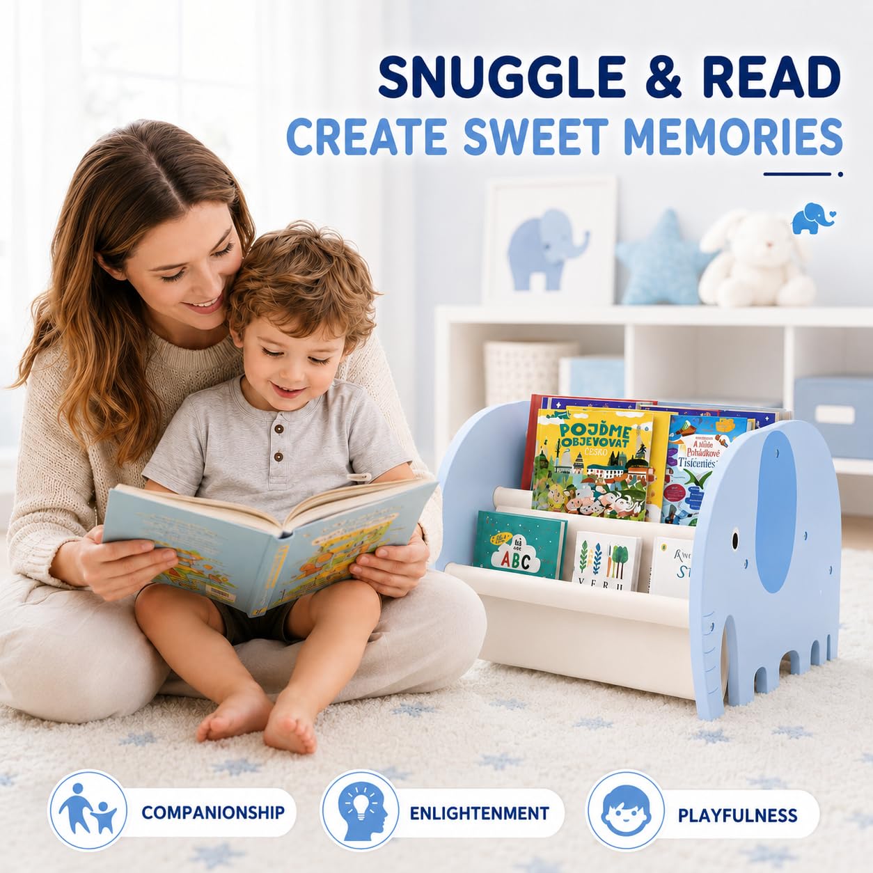 Étagère à Livres pour Enfants, Bibliothèque à 4 Niveaux avec poignée, Montessori Bibliothèque en Bois pour Enfants, Meuble Rangement Livre Enfant, Étagère de Rangement pour Chambre d'enfant