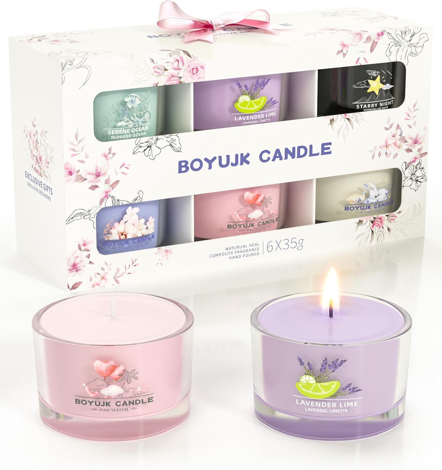 Scented Candle, BOYUJK Candles Scented Gift Set for Stress Relief, 6