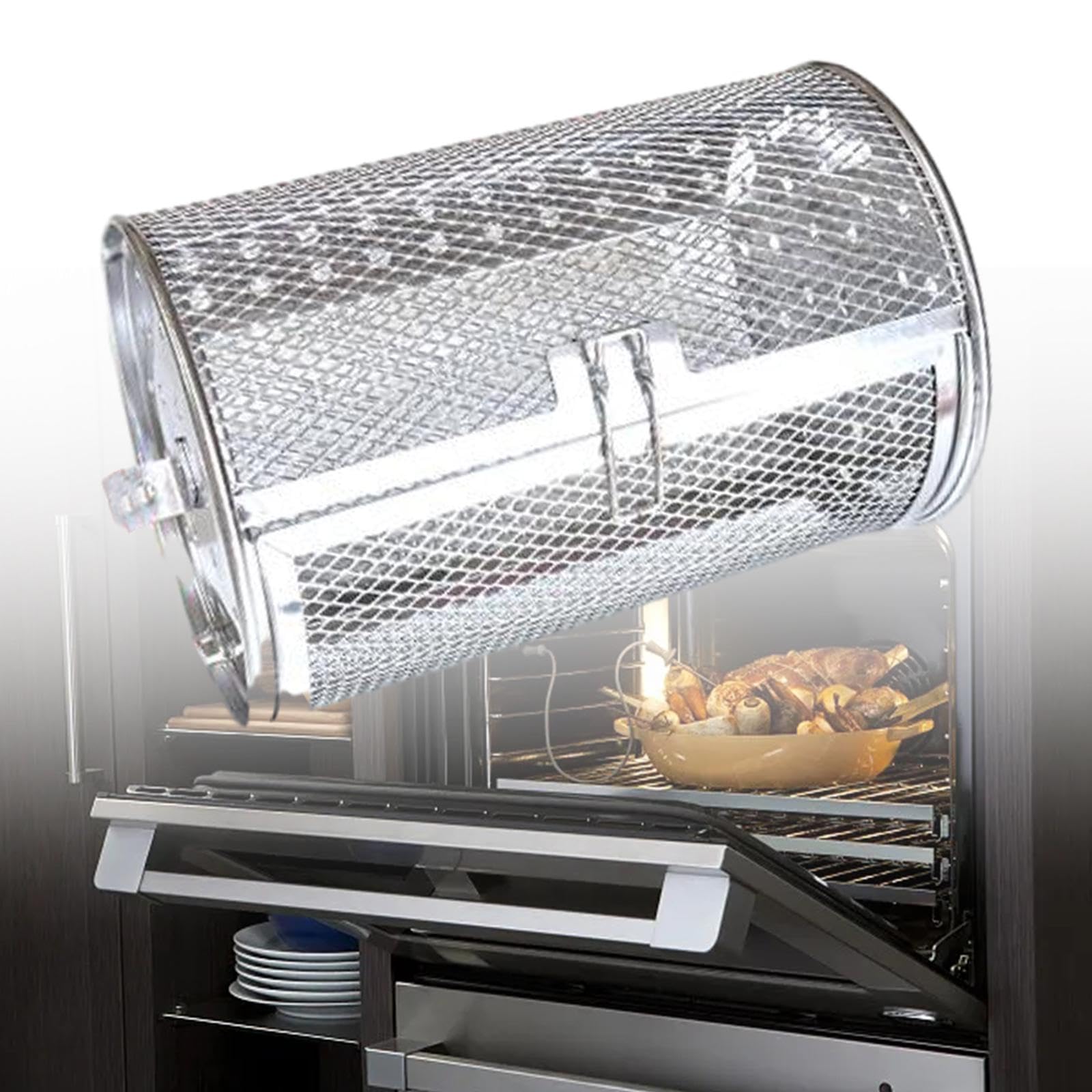 MagiDeal Rôtisserie gril torréfacteur tambour four cuisson rotatif cacahuète café torréfacteur tambour pour la cuisson de noix séchées BBQ
